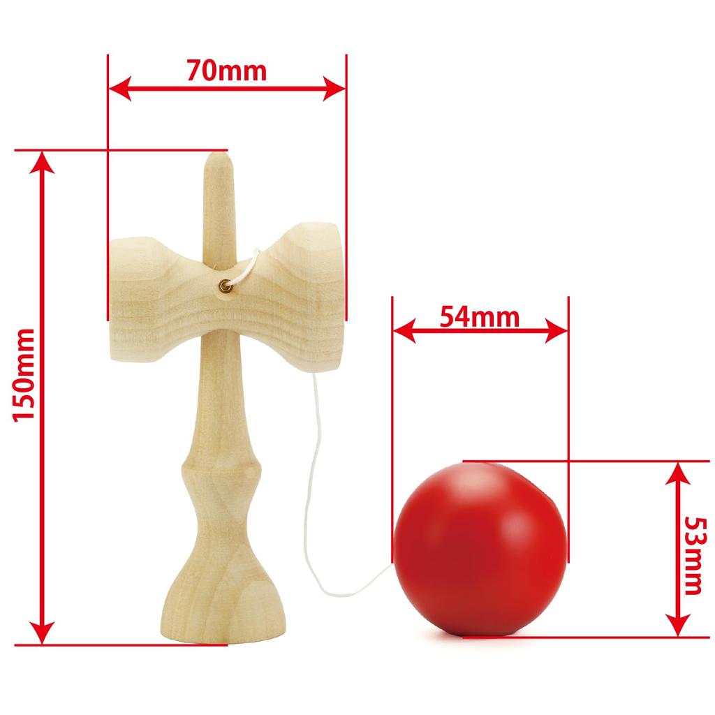 Kids' Size Spin Gear Easy Kendama, Professionally Designed, Lightweight Ball and Large Plate for Easy Loading (Solid Wood, Unpainted)