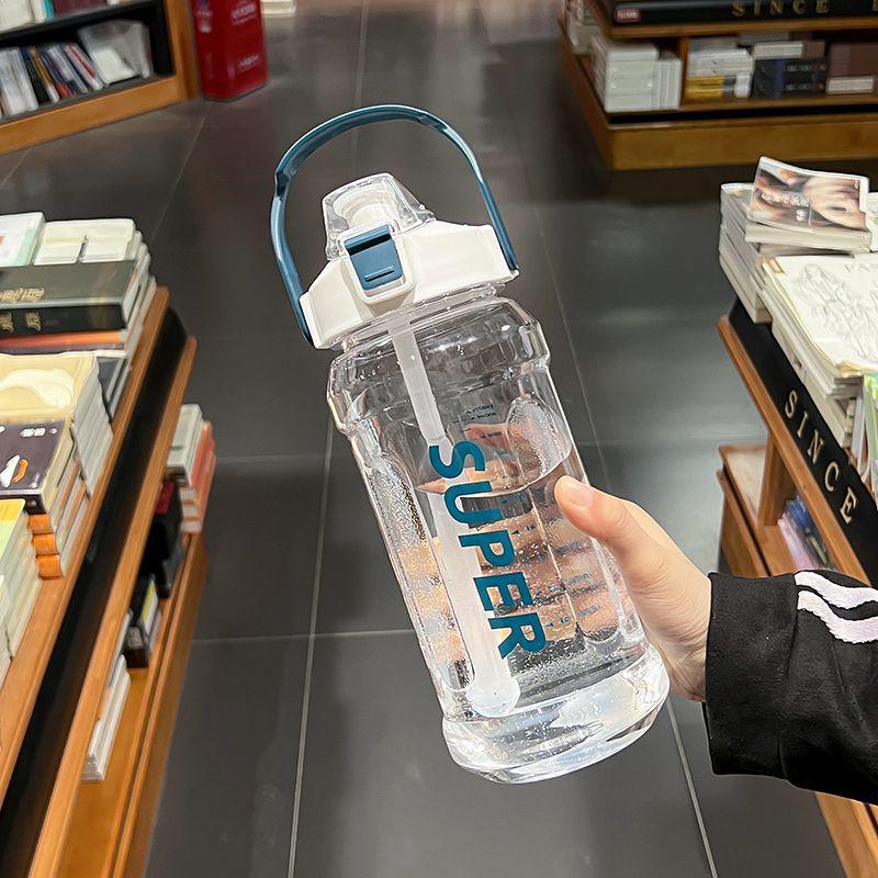 Очень большая спортивная бутылка для воды, устойчивая к высоким температурам, с соломинкой - Портативная фитнес-фляга