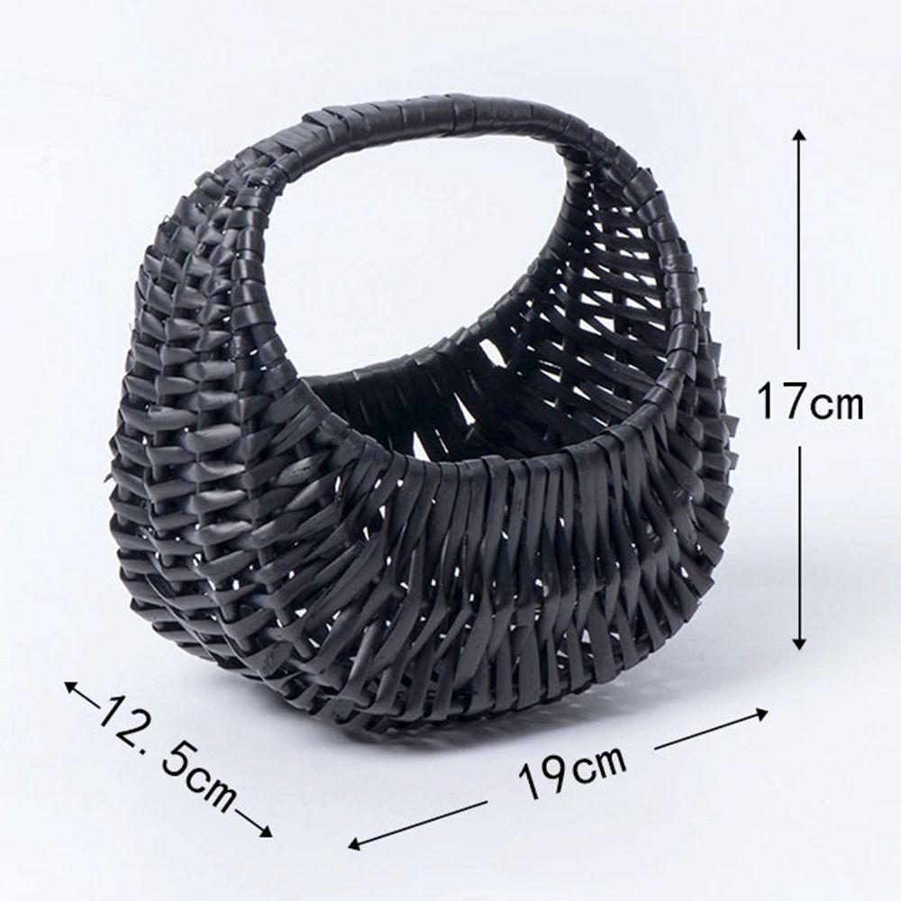 Gift With Handle Flower Basket Half Moon Willow Woven Rattan Basket Hand-held DIY Storage Basket Home Decoration