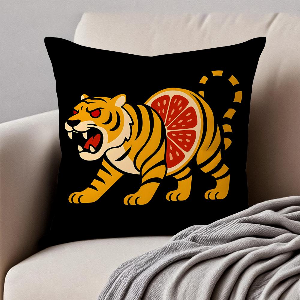 Funny italian brainrot create animals Cushion Cover Pillowcase Antidustmite Invisible Zipper Short Plush Sofa Cushion