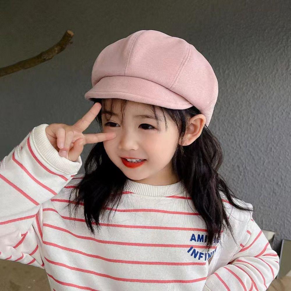 Flat Kids Berets Cap Y2K Children Newsboy Cap Soft Octagonal Hat Boys