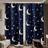 2 шт. штор с принтом луны и звезд, подходят для украшения спальни, гостиной, кухни, домашнего декора, украшения окон