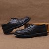 Мужские кожаные туфли из коровьей кожи, дышащие, на шнуровке, с круглым носком, универсальные, на мягкой подошве, износостойкие, британские, формальные, деловые, повседневные