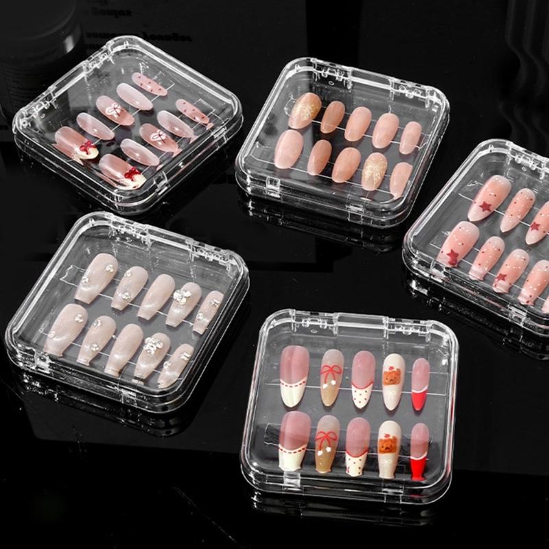 10Pcs Clear Press On Nail Organizer Case For Nail Art Business And Salon Storage False Nail Display Acrylic Box