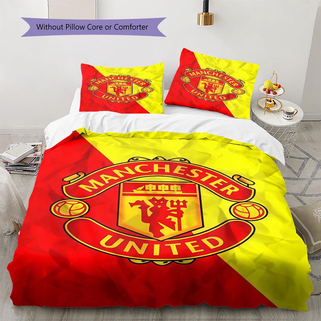 Round MUFC Rug Bedding Quilt Set Quilt Cover Pillowcase Home Decoration Birthday Gift (1 * duvet cover + 2 * pillowcase, without core)