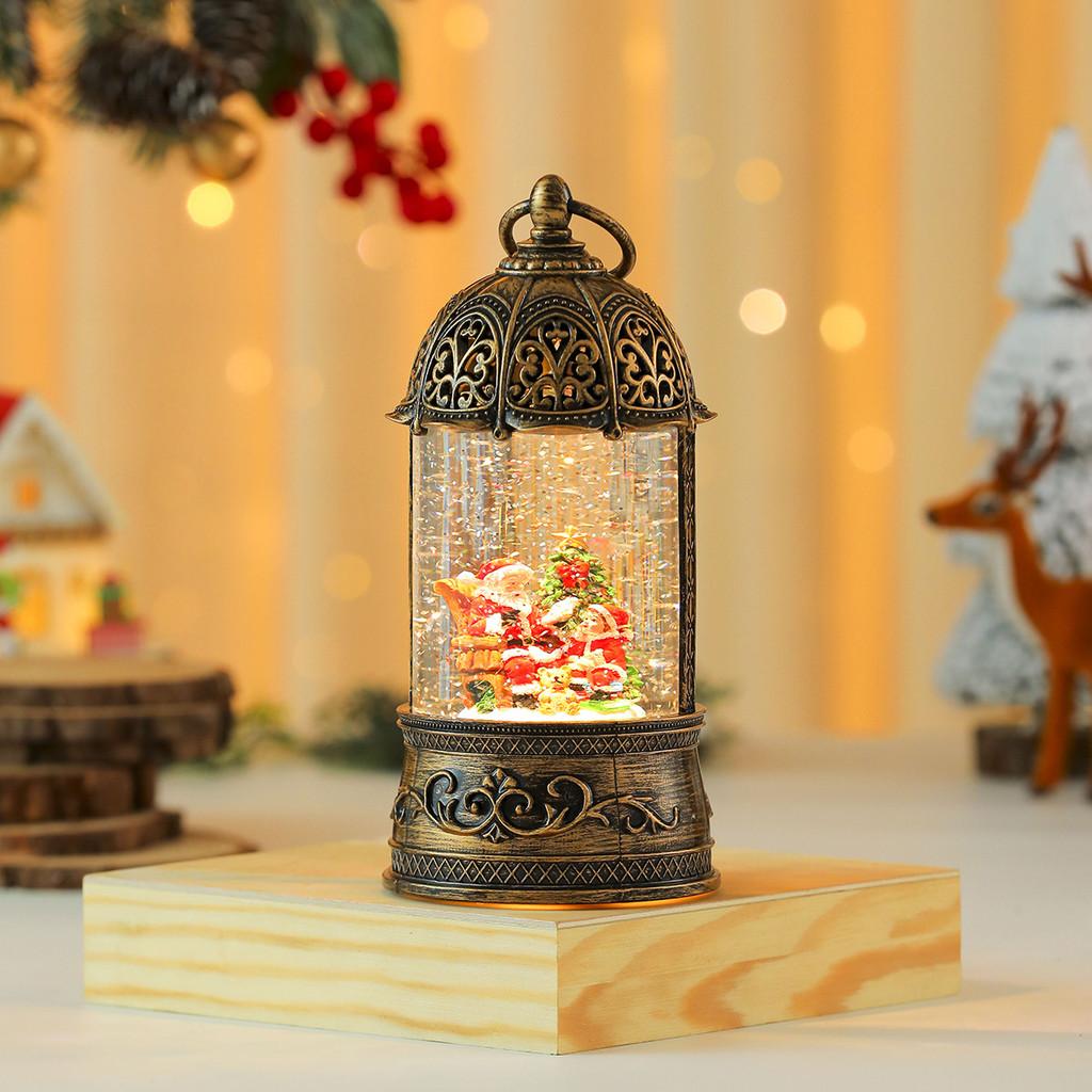 Christmas Music Box With Golden Bird Cage And Santa Claus For Festive Home Decor
