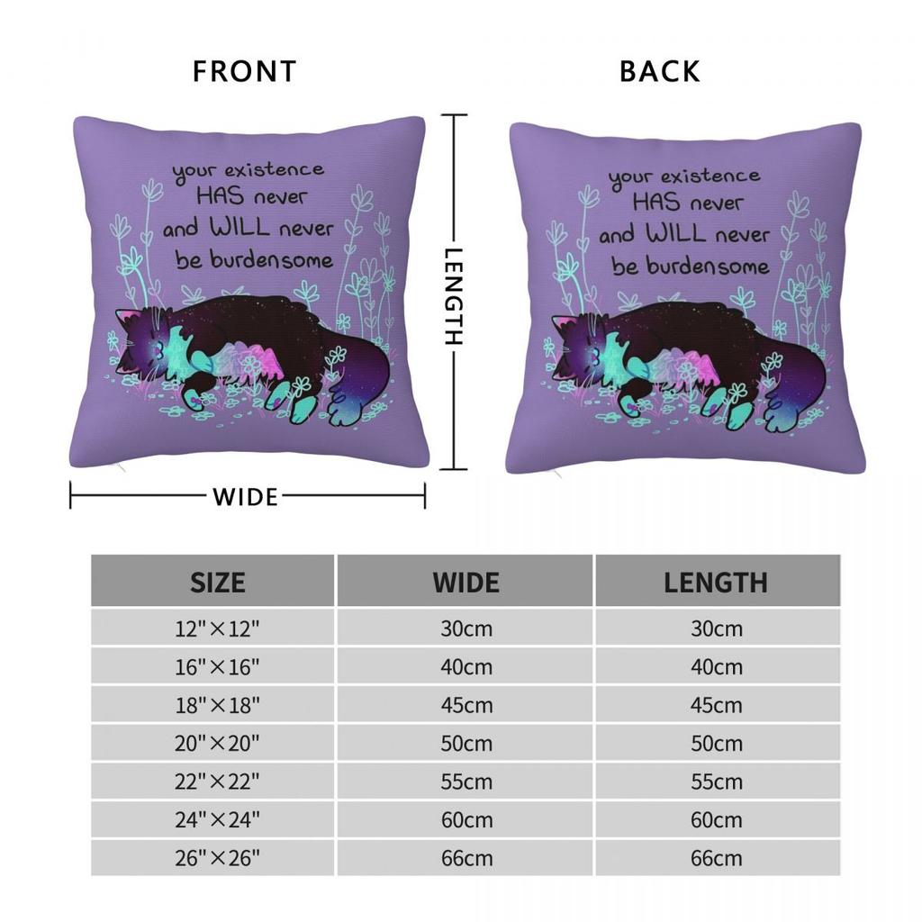 Your Existence Neon Sleepy Kitty Square Pillowcase Polyester Linen Velvet Pattern Zip Decor Pillow Case Car Cushion Cover 45X45
