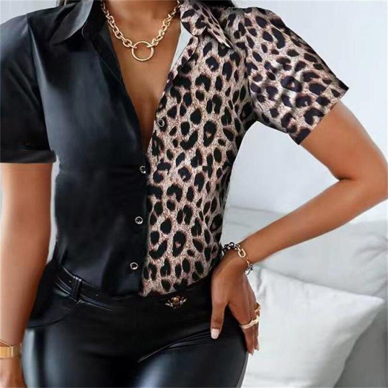 Blusas mujer de moda 2022, летние офисные женские топы с принтом, женские рубашки, женские рубашки, блузки, топы с коротким рукавом, шикарная женская рубашка