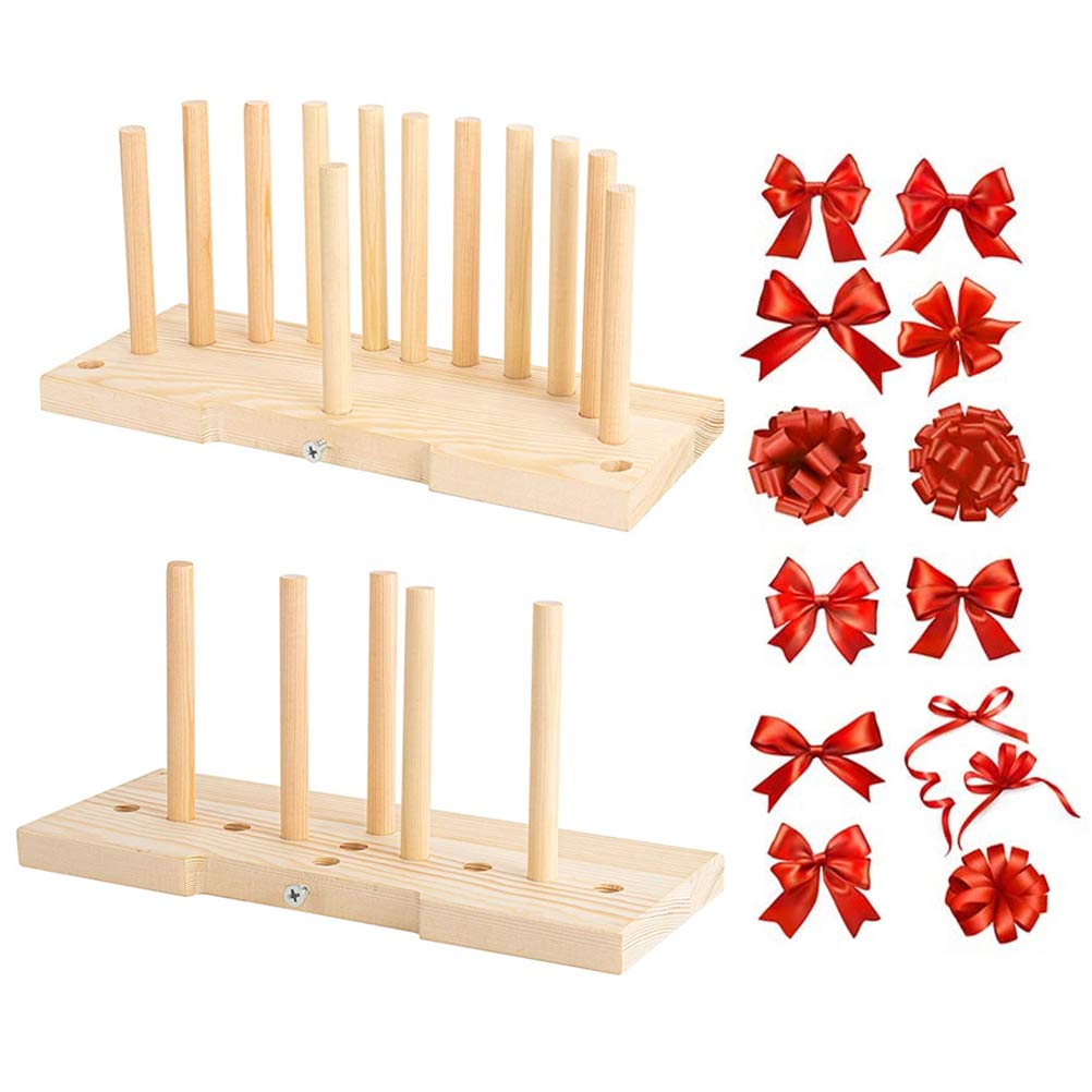 Newooh Bow Maker Wooden Wreath Bow Maker Tool, Durable Portable Bow Tie Machine for Kitchen and Home Making, Beige