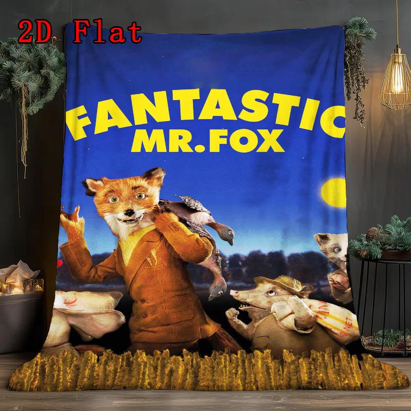 Fantastic Mr. Fox 2D Flat Pattern Flannel Blanket High quality All Seasons Warmth and Comfort Perfect for Christmas Gifts.SMT0917005