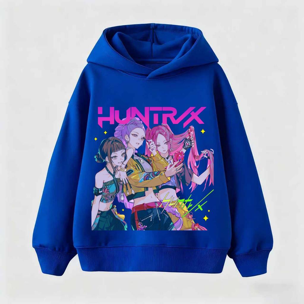 Children's Hoodie Korean KPop Demon Hunter Cartoon Girls Boy Hooded Sweatshirt Warm Children's Wave Fashion Casual Tops