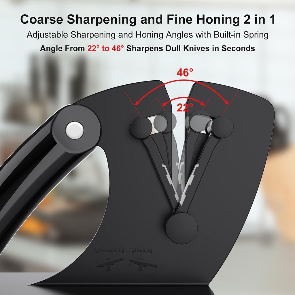 Premium Knife Sharpener with Ergonomic Handle - Restore Dull Blades with Tungsten Carbide for Steel Knives!