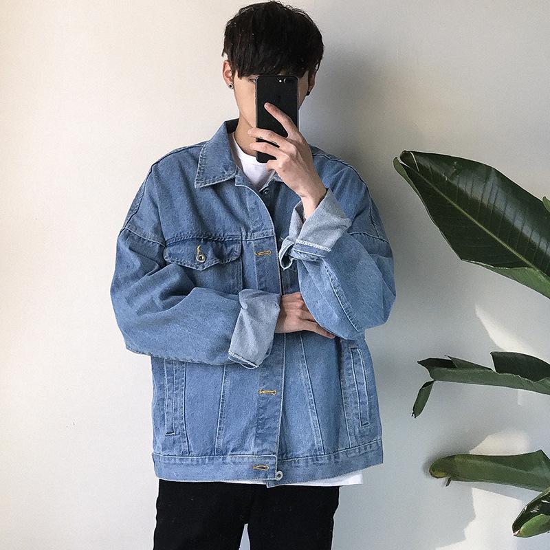 Мужская свободная корейская джинсовая куртка, модный стиль Harajuku BF, стиль Ulzzang, красивая и универсальная для студентов.