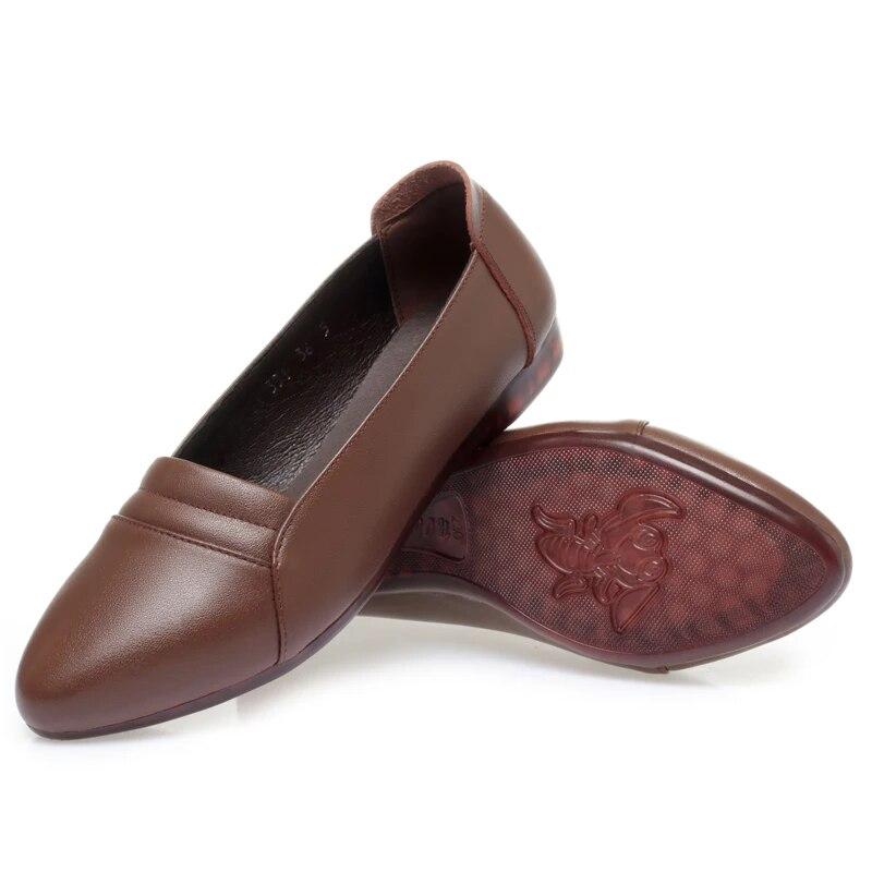 Обувь для мам, женская весенняя обувь из натуральной кожи на плоской подошве, нескользящая женская обувь большого размера на мягкой подошве