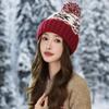 Korean Version of Autumn and Winter Hat for Women's Big Head and Face Slim Knitted Hat Rabbit Hair Ear Protection Warm Hat Plus Wool Yarn Hat