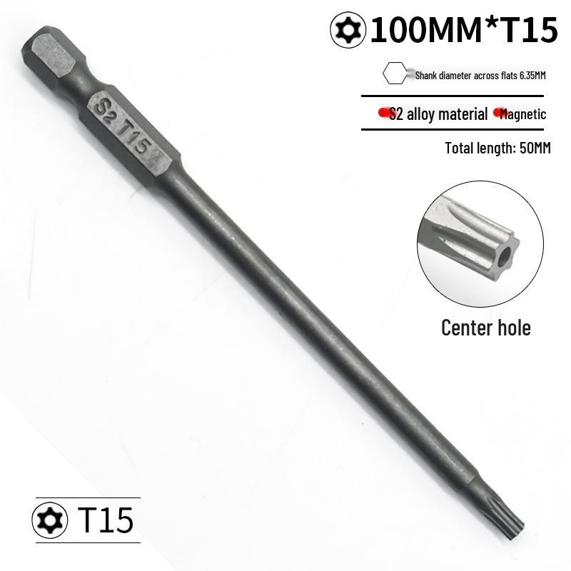 Набор бит для отвертки S2 Torx T5-T40 и Phillips с отверстиями - Совместим с электроинструментом