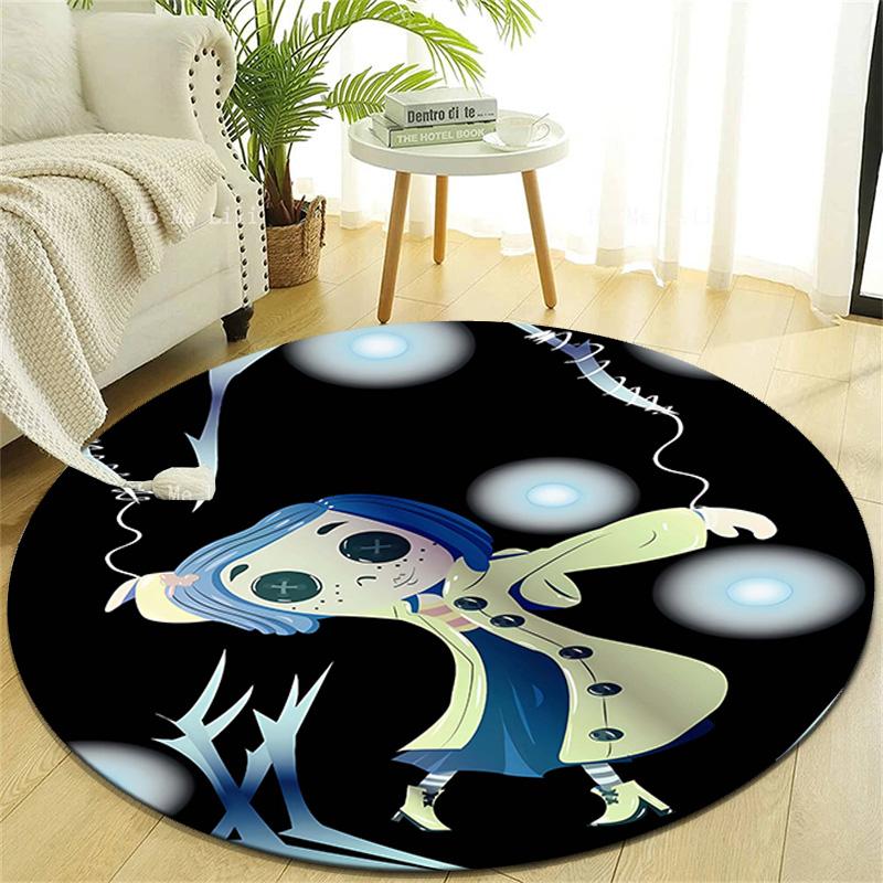 1pc Coraline (5) Design Printed Area Round Carpet for Bedroom Living Room Home Decor Rugs Mat Non Slip Mat Rug for Bedside