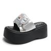 Fashion Fashion Pocket Chunky Platform Sandals Women 2024 Summer 8CM Wedge High Heels Sandals Woman Thick Bottom Slides Beach Slippers
