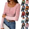 Women's Slim Bottom T-shirt Fashion Casual Gradient Printing Round Neck Pullover Long Sleeve Top