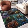 Futuristic Otter Frames Pattern Rug Floor Mat for Living Room or Bedroom Soft and Comfortable Carpet a Gift for Birthday and Holiday.