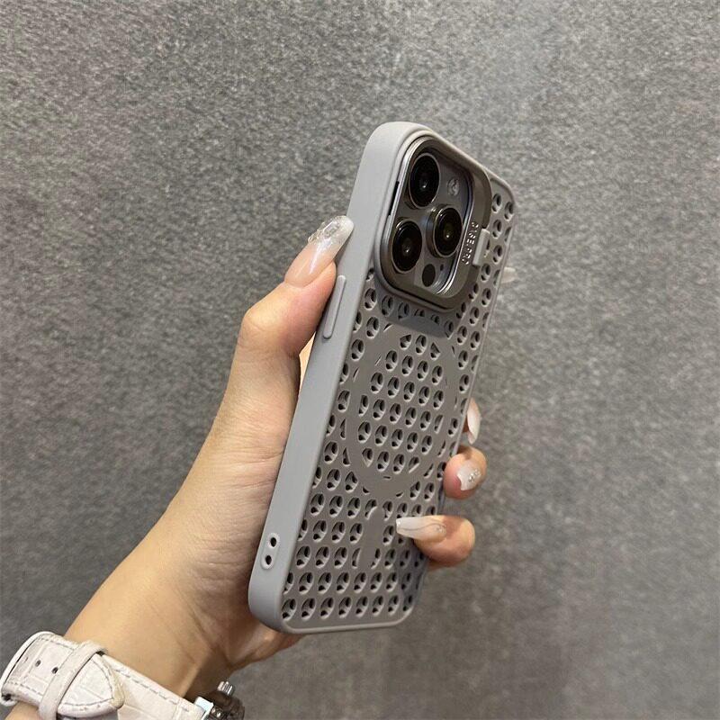 Чехол для iPhone 17 Pro Max: Сетчатый корпус для теплоотвода, Подставка для объектива, Магнитный, Ударопрочный чехол