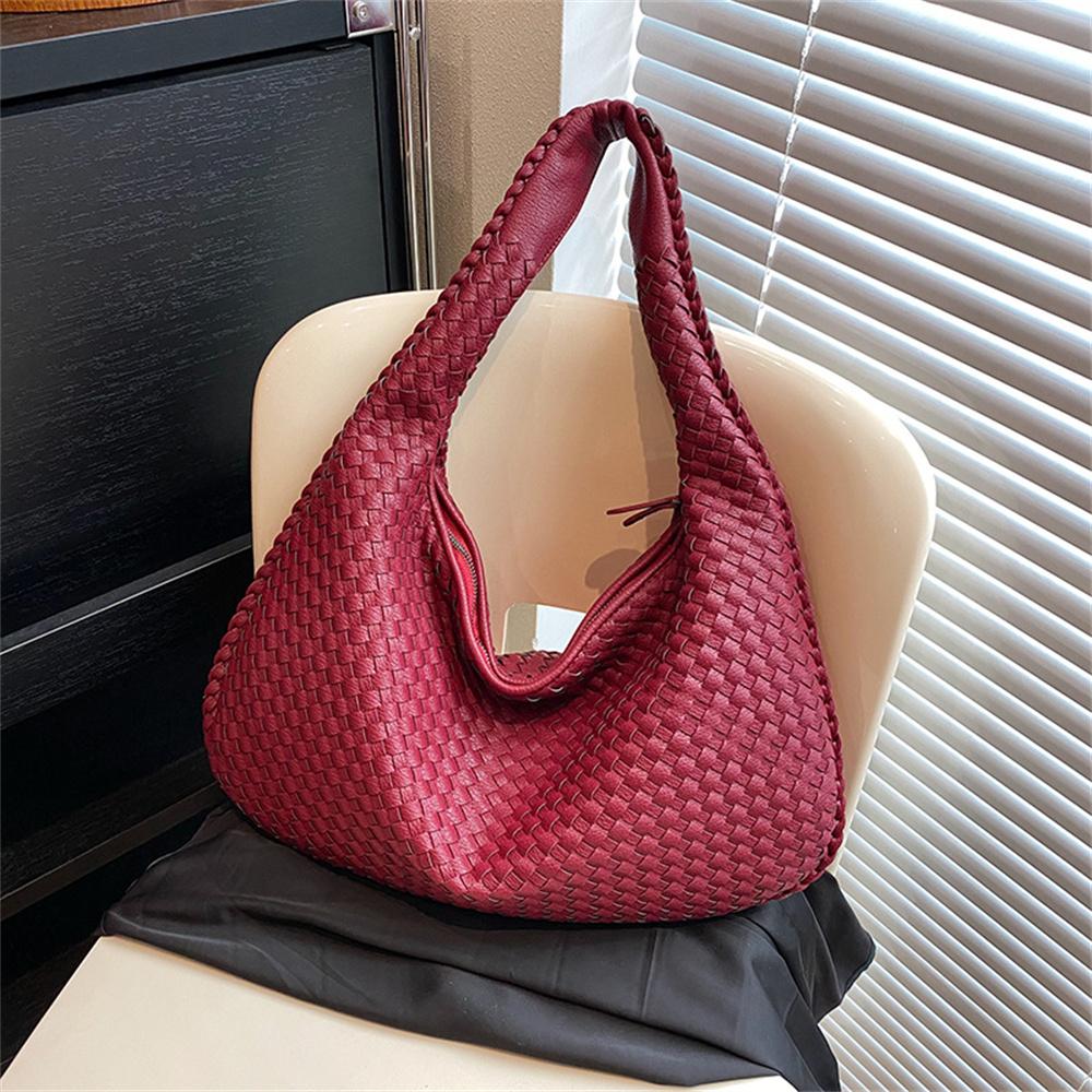 French High-End Woven Bag For Women, Versatile Shoulder Bag, Niche Texture Portable Commuter Bag