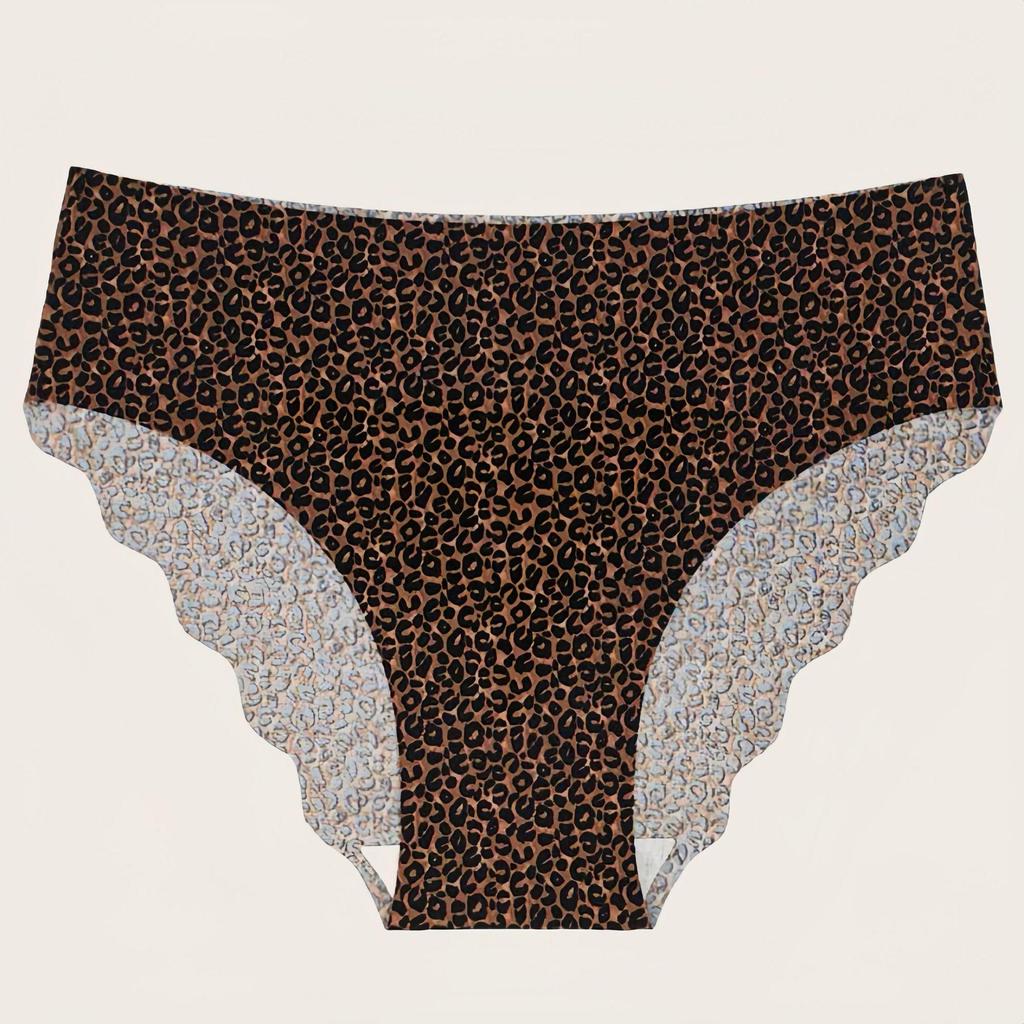 Бесшовные стринги с леопардовым принтом, на низкой посадке, из ледяного шелка, с полной хлопковой ластовицей