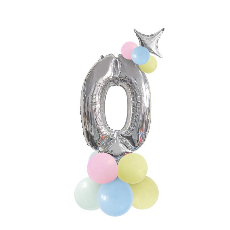 Набор цифровых шаров из алюминиевой пленки, Набор шаров, Колонна из шаров, Украшение для детской вечеринки по случаю дня рождения