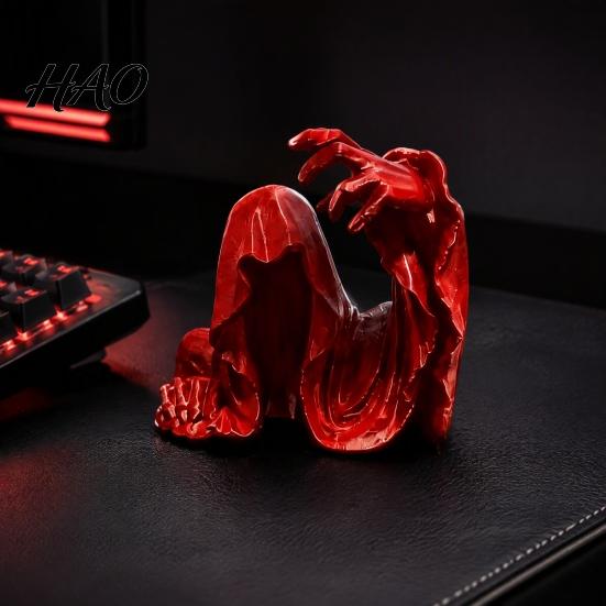 Mysterious Home Decor Accessories 3D Printed Faceless Cloak Figurine, Hooded Reaper, Gothic Personalized Gifts for Dark Style Lovers Desktop