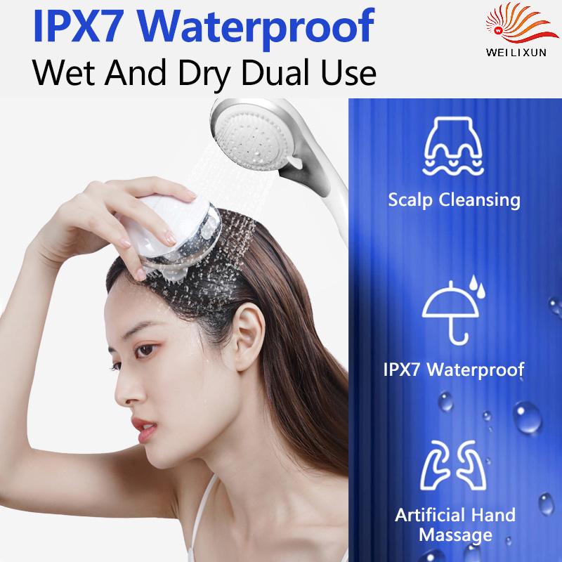 Small Portable Scalp Massagers Hot Compress Red Light Massage Waterproof Stress Relief Head Spa Massage Vibration Kneading