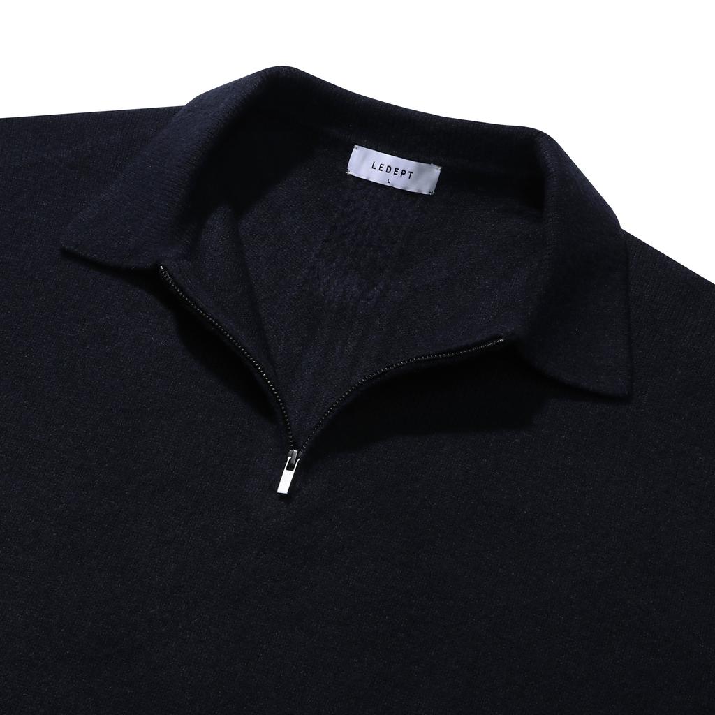 LEDEPT Washable Half-Zip Collar Knit [Navy]