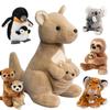Koala Mother and Child Series Plush Doll Simulation Penguin Dolphin Meerkat Sloth Tortoise Tiger Kangaroo Plush Toy Gifts