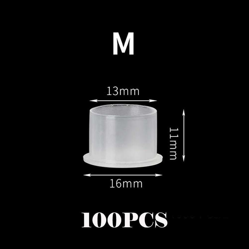 DM 100 шт. Одноразовые колпачки для тату-краски Пластиковый прозрачный держатель-контейнер с дном для пигмента Поставка для перманентного макияжа Микроблейдинга