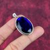 Blue Sapphire Pendant, Handmade Gemstone Pendant, 925 Solid Sterling Silver Pendant Antique Jewelry, For Engagement Gift