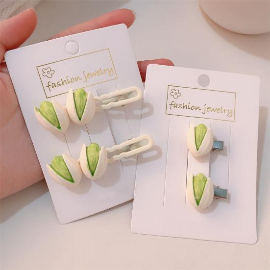 3 шт., заколки для волос для девочек, имитация ореха, декор, заколки для волос, работа одной рукой, реалистичная форма ореха, шпилька, дизайн, вдохновленный едой, аксессуар для волос