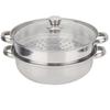 Premium Double Boiler Stackable Steamer Pot, Stainless Steel 2-Tier Vegetable Cooker for Stock, Sauces, and Other Foods