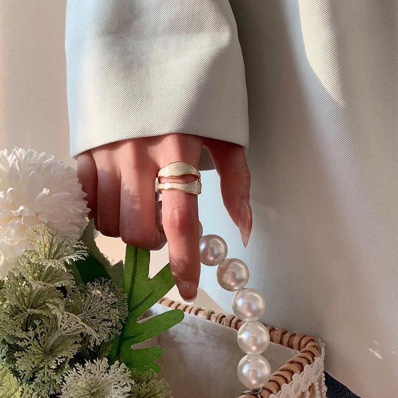Gold Color Opening Rings Women Luxury Irregular Adjustable Finger Ring Trendy Wedding Jewelry Gift