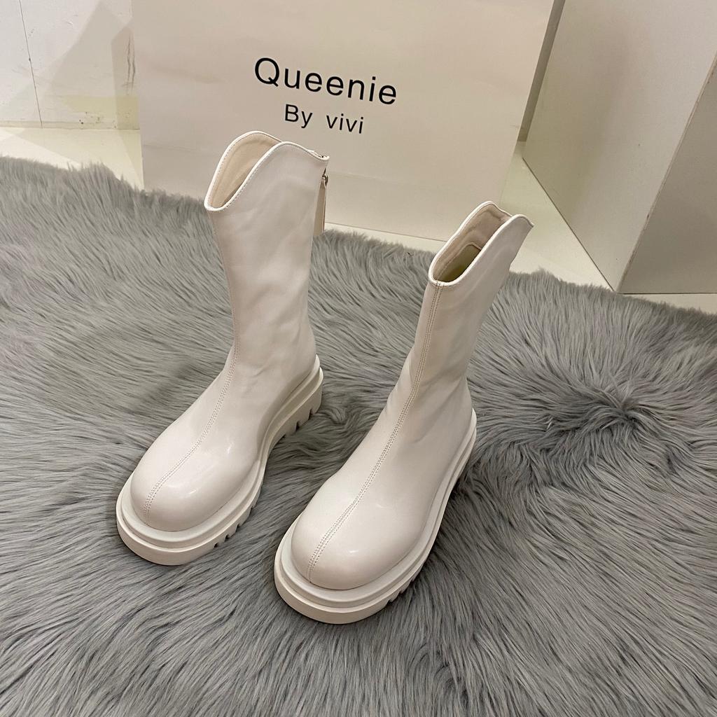Женские сапоги до колена, обувь на платформе, роскошные брендовые белые ботильоны, осень 2024, женские ботинки, зимняя обувь, Bottin Femme Luxe