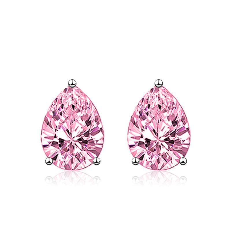 SACE GEMS Copper Alloy Zircon Pear Shaped Cut Water Drop Earrings Female Color Treasure Earrings Yellow Pink Earrings