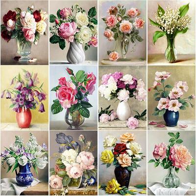 Новый 5D DIY алмазная живопись ваза Алмазная вышивка цветы вышивка крестиком полная круглая дрель ремесла домашний декор ручной подарок