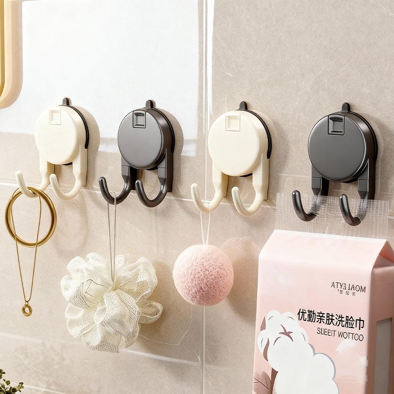 Suction cup paper towel double hook wall-mounted multi-functional strong adhesive hook toilet kitchen bathroom hook