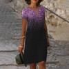 QICED Women's Spring Summer Printed V-Neck Short Sleeve Dresses