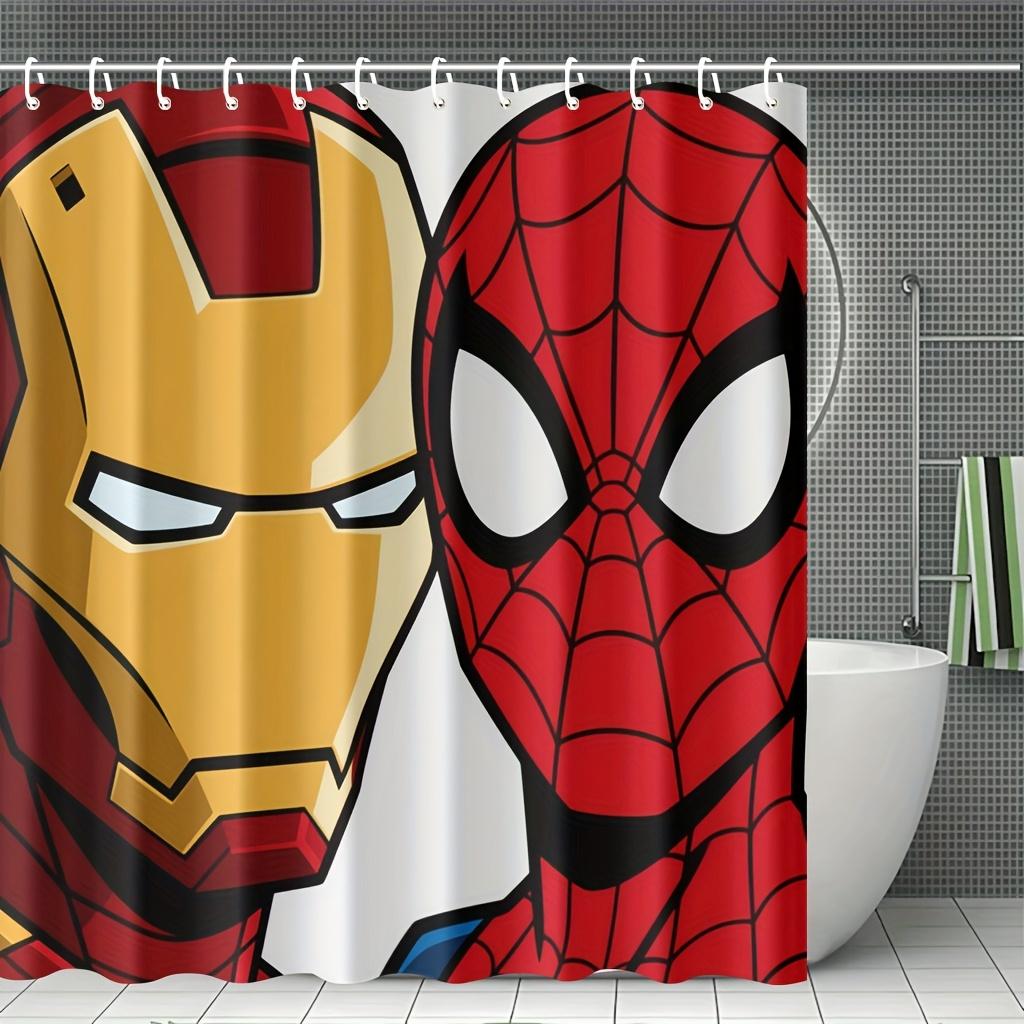 Spider-Man On Technical Blueprint Waterproof Shower Curtain For Superhero Bathroom Decor