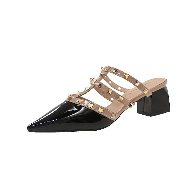 Сексуальные женские шлепанцы с острым носком, летние мюли, женские босоножки на каблуке, тренд 2025 года, вечерние туфли-лодочки, неглубокие, на массивном каблуке, с ремешком-слингом, слайды