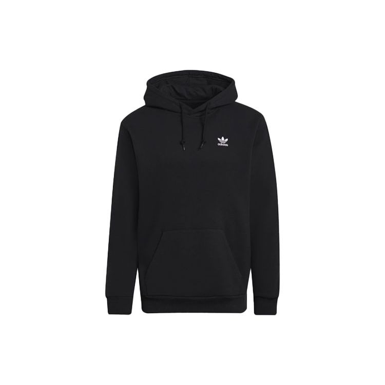 adidas Мужская толстовка с капюшоном Originals Essentials с однотонным логотипом, Черная, из мягкой флисовой ткани, с длинным рукавом, Повседневная уличная одежда, Спортивные топы H34652