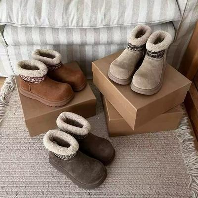 Женские зимние теплые ботинки большого размера на мягкой подошве с увеличением высоты, с мехом, противоскользящие, для снега, на подкладке, ботильоны, спортивные хлопковые ботинки для улицы