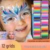 12-Color Water-Soluble Rainbow Stripe Face Paint for Halloween & Stage Performance
