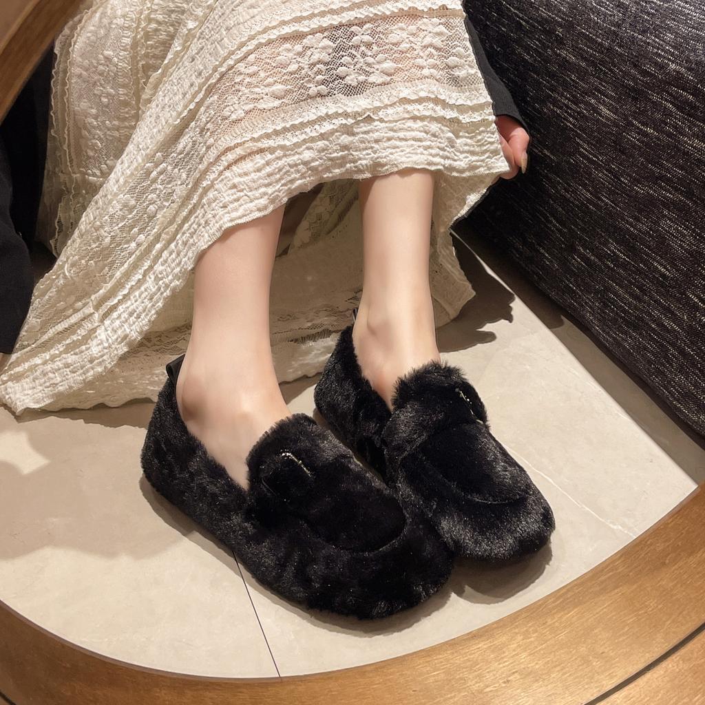 2024 New Autumn Winter Women Casual Flats Women's Moccasins Soft Loafers Fashion Comfort Warm Plush Slip On Female Cotton Shoes