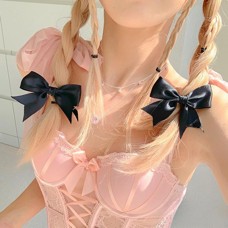 2 шт. милые аксессуары, двойной хвощ, бант, заколка для волос, головной убор, атласная принцесса для девочек, сладкая