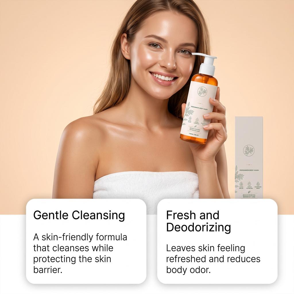 Persimmon Fresh Shower Gel Gentle Cleansing, Fresh Smell, Moisturizing and Hydrating, Suitable for Sensitive Skin
